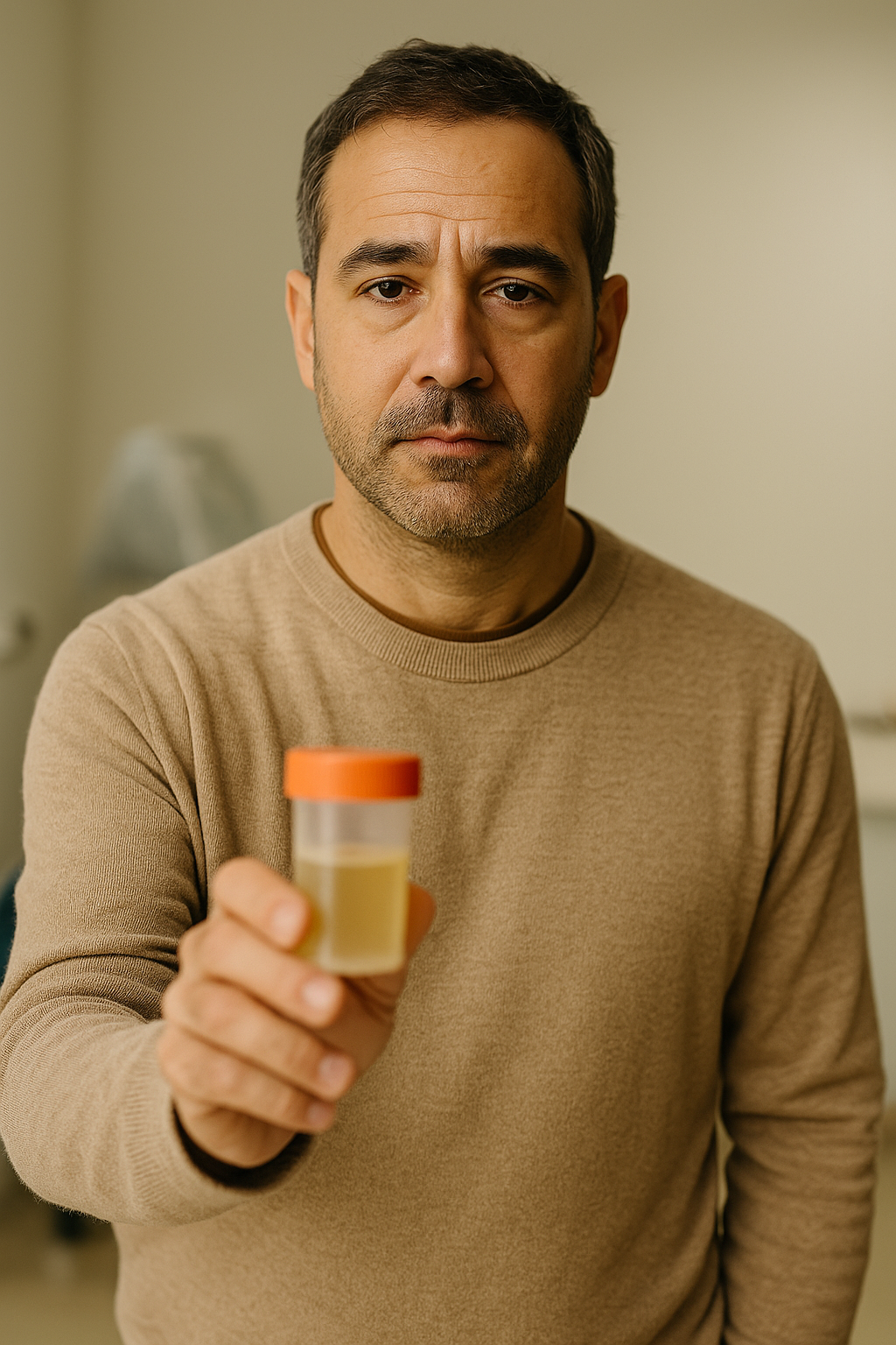 Urine Sample Test Man handing over urine test