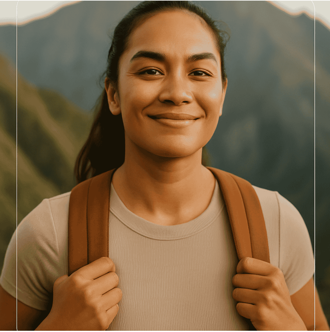 Take charge of your health Image shows a woman who appears to be polynesian hiking on mountain terrain. Browse our Agile Medlabs tests to take charge of your health today.